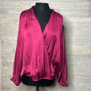 Old Navy Cross Front Satin Long Sleeved Blouse Size 2x